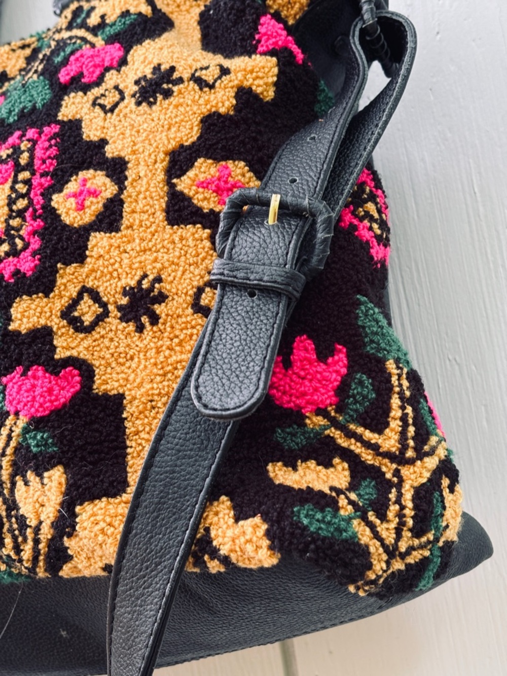 Cleobella Ankara Weekender Embroidered Tapestry Leather Bag - Picture 4 of 13